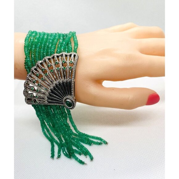 Ivanka Trump 18K 750 Emerald Diamond Lao Tong Collection Tassel Bracelet - Picture 3 of 16